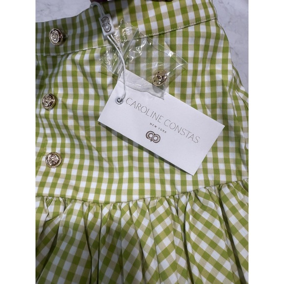 NWT Caroline Constas Reina Bubble Hem
Mini Skirt Pistachio Gingham Sz XS $340 - Picture 7 of 8